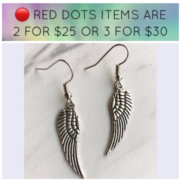 Silverskylight Jewelry - 🔴 Angel wings earrings . silver plated dangly wing feather  earrings